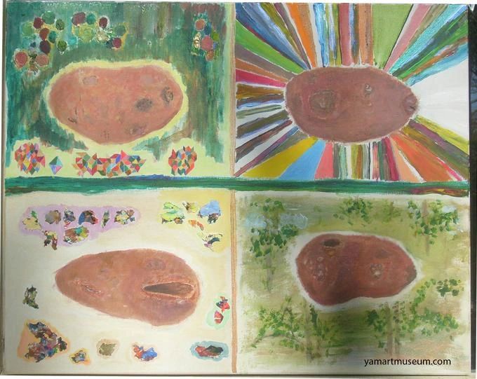 Yam with Gouge — four views of the same yam, 2007